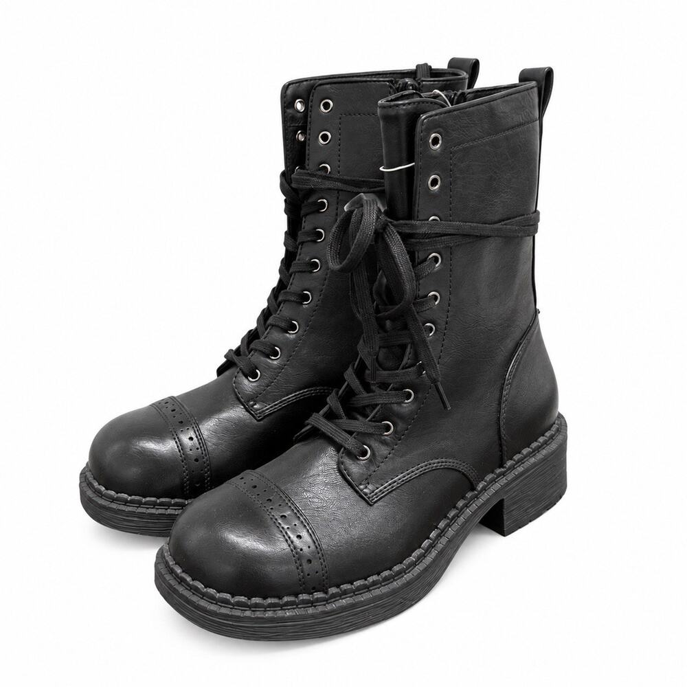 Wild Fable Women’s Helga Black Lace Up Combat Boots Size 8 NWT
